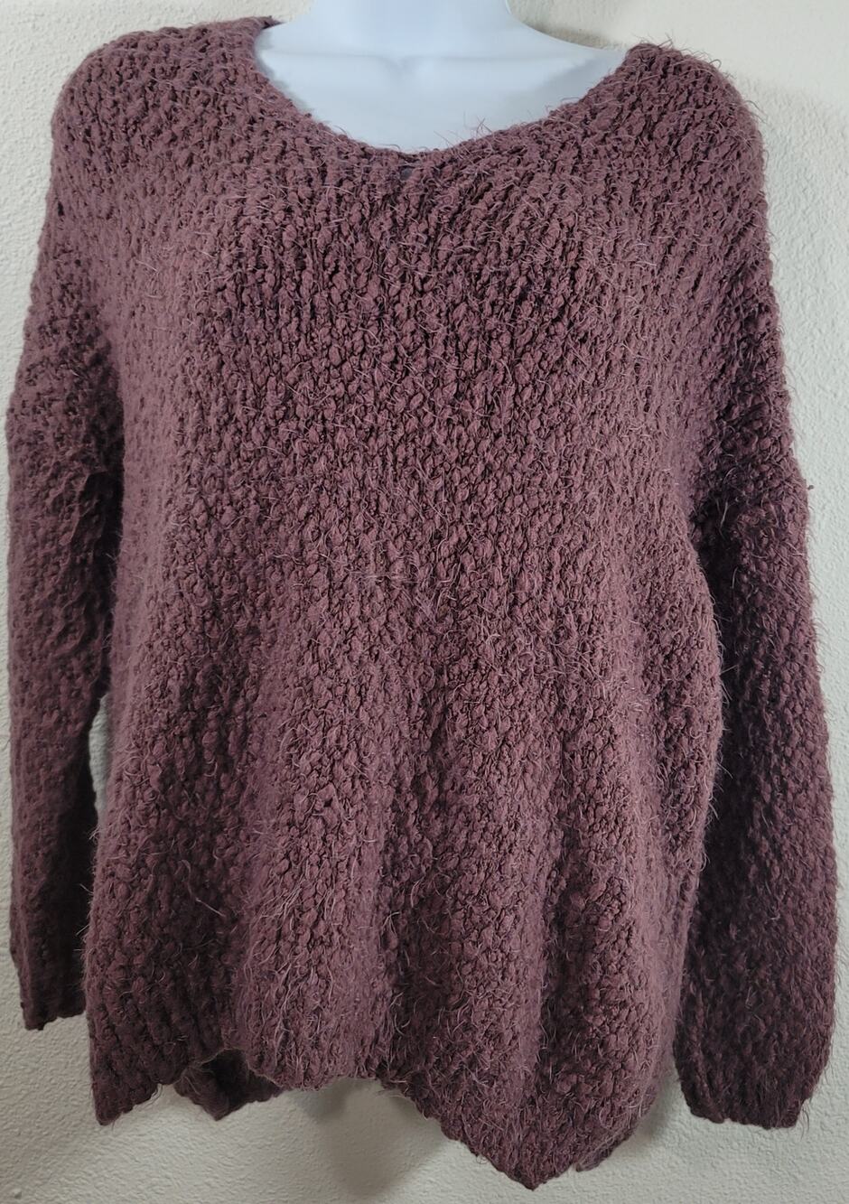 Altar'd State Mauve Popcorn Knit Pull Over Sweater Small Medium Long Sleeve Soft